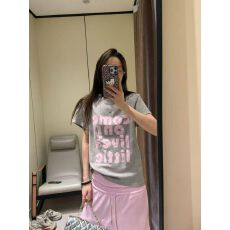 批发源头直播质量230克1*1螺纹 92%棉8%氨纶 <b class='q'>短袖</b>正肩T】字母印花上衣