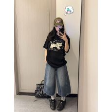 批发源头直播质量 21支230克精梳紧密100棉 后包领t恤】卡通狗狗印花