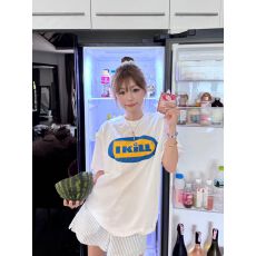 批发源头直播质量 21支230克精梳紧密100棉 后包领t恤】字母印花上衣