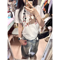 批发原版做法纯棉220克40支奥代尔食毛+手感圆领正肩短袖T恤女