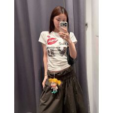 批发原版做法纯棉220克40支食毛+手感有弹力印花修身收腰短袖t恤女