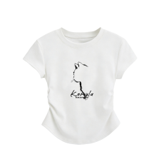 批发92棉 小个子短袖时尚新款百搭上衣高腰宽松夏季显瘦t恤