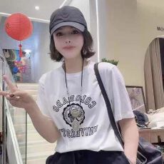 纯棉2026夏季白色印花新宽松t恤大码设计感短袖女