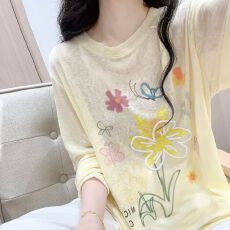 批发170克雪花天丝70莱赛尔30涤】<b class='q'>防晒</b>罩衫女夏薄款宽松t恤长袖上衣_