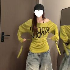 批发【竹节螺纹180克韩系慵懒风字母印花<b class='q'>长袖</b>罩衫女夏遮肉显瘦防晒衫