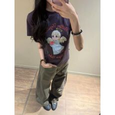 高弹修身常规正肩t恤女