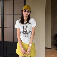 原版做法纯棉手感有弹力印花修身收腰短袖t恤女