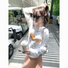 批发大码宽松早春防晒<b class='q'>韩国</b>东大门新款韩系少女风卡通印花长袖T恤<b class='q'>上衣</b>