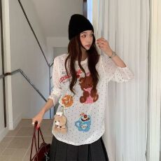 批发莱赛尔雪花冰爽棉165克布面超爽滑+手感微透印花波点长袖防晒罩衫