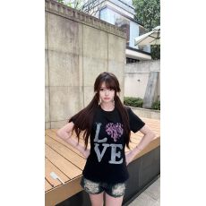 220克40支精梳92%棉+8%氨纶后包领正肩直筒显瘦短袖t恤女夏印花
