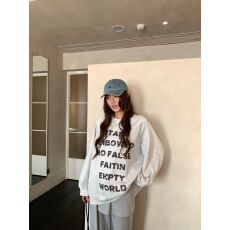 批发纯棉华棉复合薄款320克/加绒420克布面+手感印花宽松圆领<b class='q'>卫衣</b>女