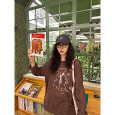 批发广州150克彩虹麻】薄款微透防晒罩衫女夏宽松圆领长袖T恤印花上衣