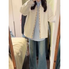 批发好质量【宝石织带拼接翻领夹克女秋季国潮拉链外套