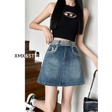 批发高腰<b class='q'>牛仔</b>短裙女2025年潮流新款辣妹裙裤a字裤裙包臀半身裙子女