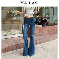 批发美式复古低腰微喇<b class='q'>牛仔</b>裤<b class='q'>女</b>2025秋季新款辣妹修身显瘦不贴腿喇叭<b class='q'>裤</b>