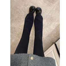 批发黑色<b class='q'>微喇</b><b class='q'>牛仔裤</b>女秋冬加绒胖妹妹mm高腰遮胯显瘦弹力喇叭裤子