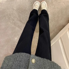 批发黑色高腰直筒牛仔<b class='q'>裤</b>女2025秋冬潮流<b class='q'>新款</b>小个子窄版阔腿加绒烟管<b class='q'>裤</b>