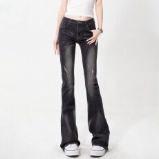 批发磨破微喇牛仔<b class='q'>裤</b>女冬季潮流百搭新款<b class='q'>提</b><b class='q'>臀</b>显瘦辣妹马蹄<b class='q'>裤</b>喇叭<b class='q'>裤</b>子