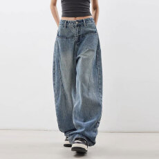 批发2025年<b class='q'>冬</b>季潮流百搭新款宽松弯刀阔腿牛仔裤子百搭显瘦复古长裤