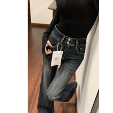 批发美式微喇牛仔裤女2026秋<b class='q'>冬</b>潮流百搭新款高腰修身显瘦小个子喇叭裤