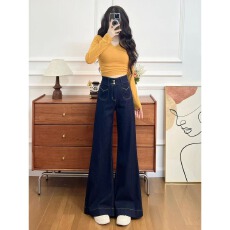 批发阔腿喇叭牛仔裤女春夏2026潮流新款宽松随性慵懒修身时尚微喇裤子