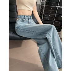 批发窄版直筒牛仔裤女春秋2026潮流百搭新款<b class='q'>高腰</b>显瘦小个子夏季阔腿裤