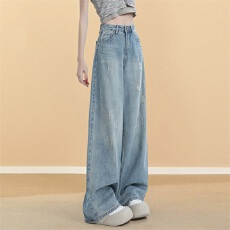 批发复古抓痕阔腿<b class='q'>牛仔裤</b><b class='q'>女</b>春夏季2026潮流百搭新款高腰宽松显瘦<b class='q'>直筒</b>裤
