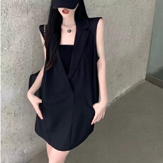 批发法式赫本风西装连衣裙女装<b class='q'>夏季</b>新款小个子气质名媛高级感小黑裙子