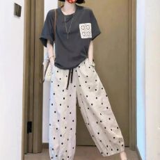批发波点<b class='q'>哈伦裤</b>女夏季2025新款小个子慵懒百搭宽松休闲时尚阔腿<b class='q'>九分裤</b>