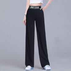 批发M-4XL冰凉感阔腿裤女夏冰丝薄款<b class='q'>女裤</b>高腰垂坠感雪纺直筒<b class='q'>大码</b>