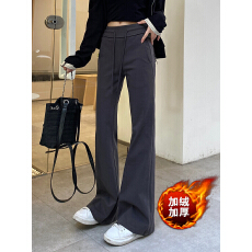 批发仿华棉复合宝宝绒 冬季新款喇叭裤<b class='q'>阔腿裤</b><b class='q'>高腰</b>垂感显瘦加绒运动裤