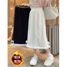 批发实拍 灯芯绒加绒加厚新款毛边百搭后开叉休闲半身裙