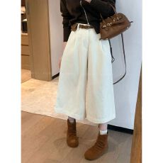 批发阔腿<b class='q'>七分</b>裤女秋2025新款韩版时尚百搭高腰直筒休闲八分裤女