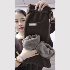 批发加绒加厚女裤保暖裤女运动<b class='q'>哈伦裤</b>女秋冬新款显瘦冬款加厚休闲卫裤
