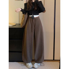批发原布毛巾细绒宽松垂感休闲裤女韩系百搭<b class='q'>通勤</b>设计慵懒风松驰感阔腿
