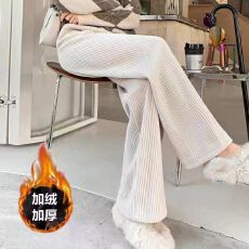 批发无抽绳优质灯芯绒 休闲阔腿裤女秋冬季舒适高腰显瘦直筒拖地裤