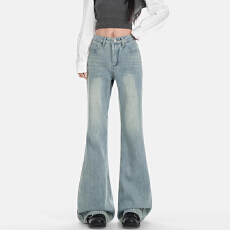 批发百搭休闲潮流微喇<b class='q'>牛仔裤</b>女春秋季新款显瘦时尚喇叭拖地<b class='q'>牛仔裤</b>潮