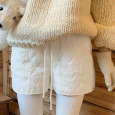 批发米白色菱形格子短裤女秋冬2025新款外穿<b class='q'>高腰</b>宽松显瘦a字阔腿靴裤