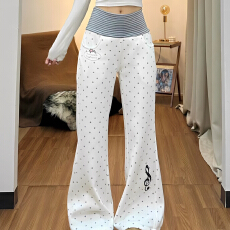 批发薄款+加绒 纯棉复合日系波点卫裤<b class='q'>女</b>秋冬加绒加厚学生<b class='q'>长裤</b>