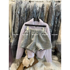 批发大码300斤冬季保暖加厚条纹羊羔毛<b class='q'>短裤</b>女休闲阔腿裤靴裤