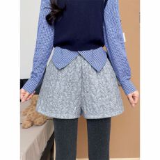 批发<b class='q'>灰色</b>针织短裤女冬外穿2025新款高腰显瘦a字包臀裤小个子打底靴裤