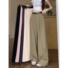 批发高腰垂感<b class='q'>西装</b>裤裤女韩系春夏2024气质宽松休闲百搭拖地直筒阔腿裤