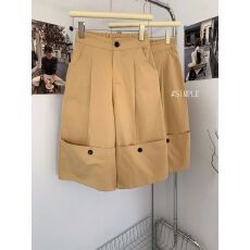 批发小众设计感工装翻边休闲裤女美式百搭通勤潮流七分裤阔腿裤