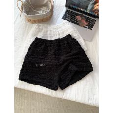 批发实拍!韩版百搭褶皱云朵立体松紧腰简约纯色通勤休闲阔腿短裤女