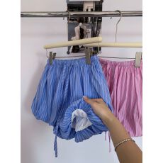 批发实拍！复古宽松竖纹松紧腰抽绳短裤可爱百搭裤裙灯笼裤休闲裤女