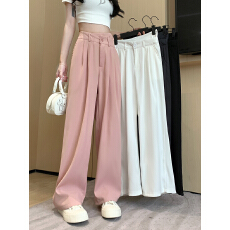 批发实拍 春季阔腿裤女垂感<b class='q'>西装</b>裤高腰显瘦设计感休闲直筒裤