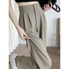 批发官图 长丝<b class='q'>西装</b> 高腰阔腿裤女宽松显瘦直筒裤垂感休闲<b class='q'>西装</b>裤