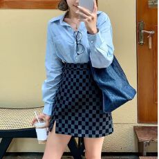 批发<b class='q'>棋盘</b>秋装女<b class='q'>格</b>设计新款a字半身裙感高腰显瘦复古包臀短裙款2025子