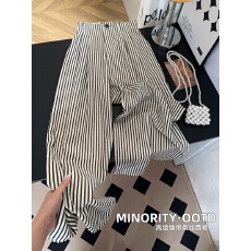 批发冰丝条纹阔腿裤女高腰宽松百搭通勤垂感休闲直筒拖地<b class='q'>西装</b>裤