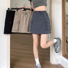 批发美式工装短裙女<b class='q'>夏</b>季2026新款高腰a字显瘦小个子学院风包臀半身裙